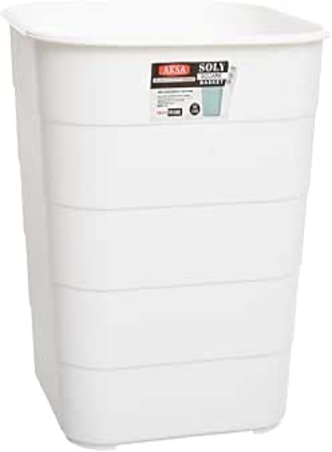 AKSA Soly Plastic Square Office Waste Basket - White